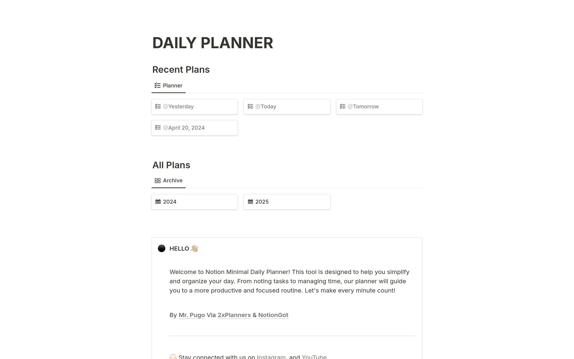 A template preview for Minimal Daily Planner (Day Organizer)