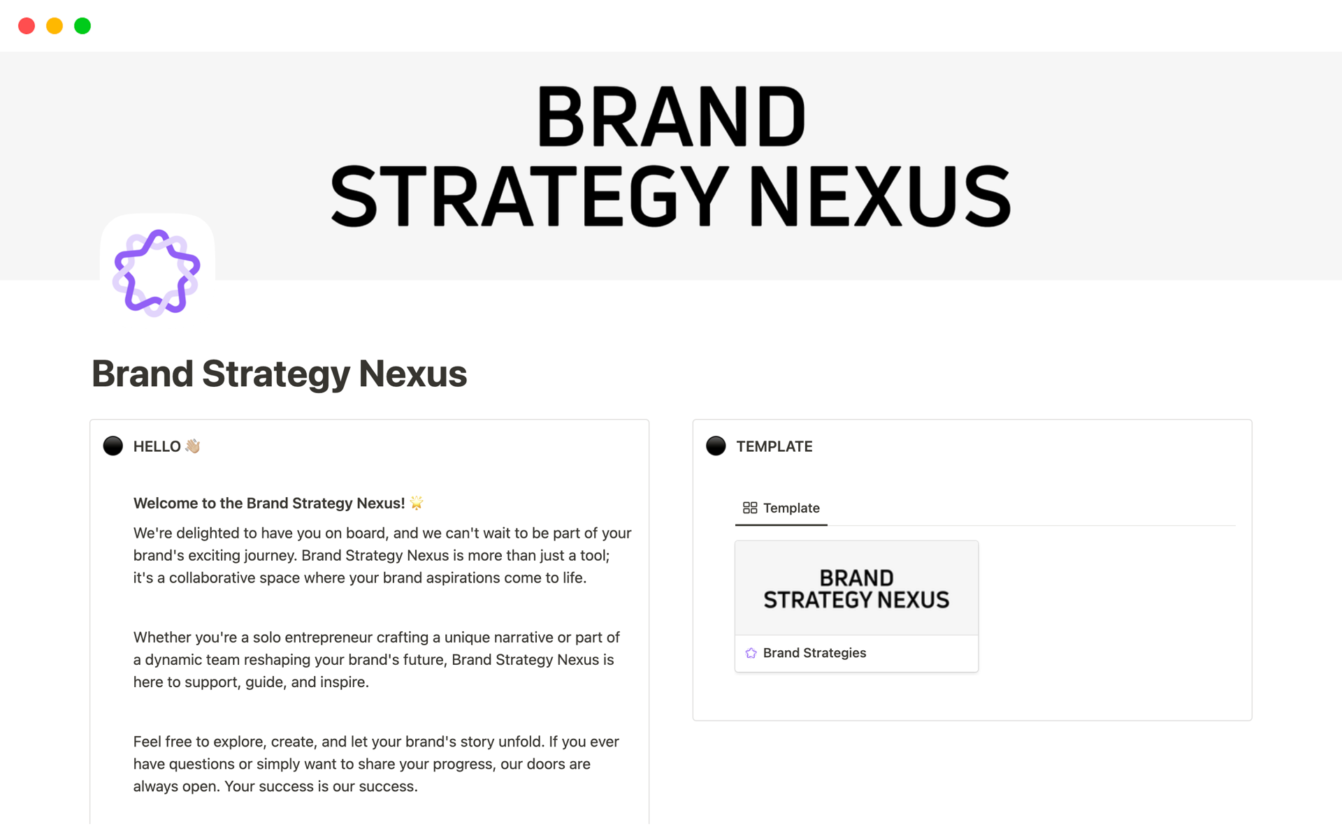 A template preview for Brand Strategy Nexus (Brand Strategy & Branding)
